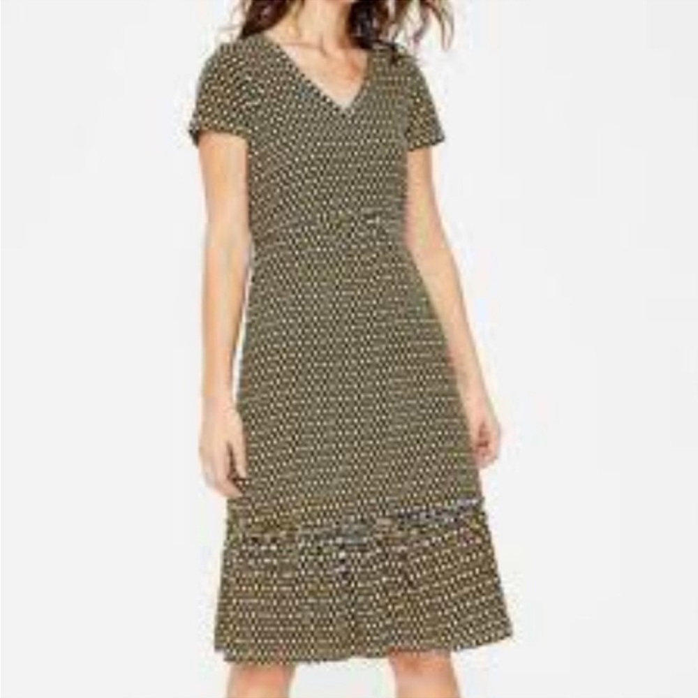 Boden Green Dress with Gold Polka Dots